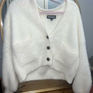 Cropped fuzzy sweater size Medium